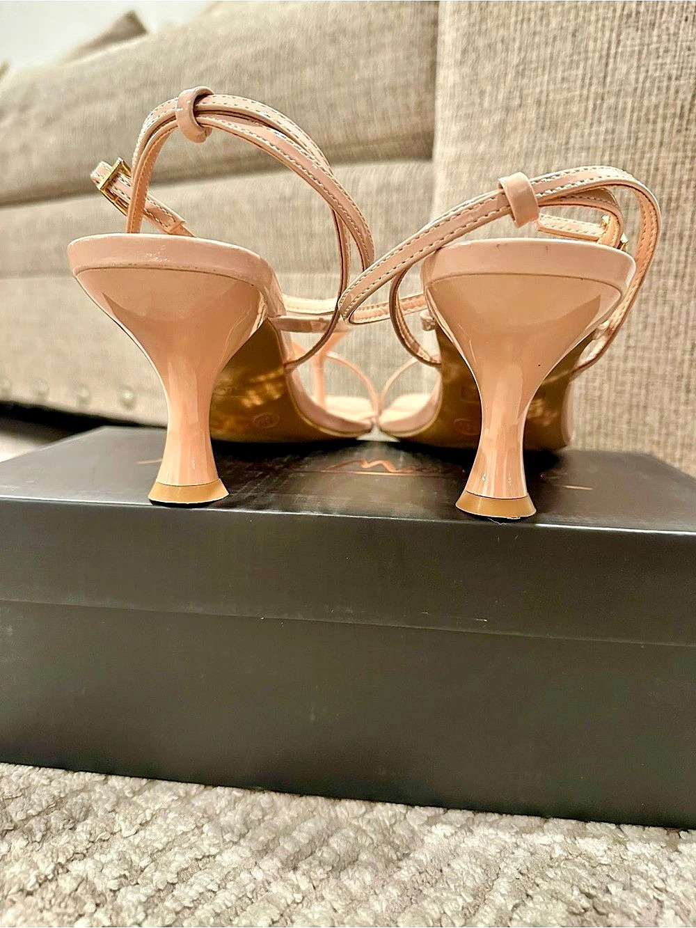 EUC Strappy Trendy Kitten Heels in Nude Color - Picture 3 of 5